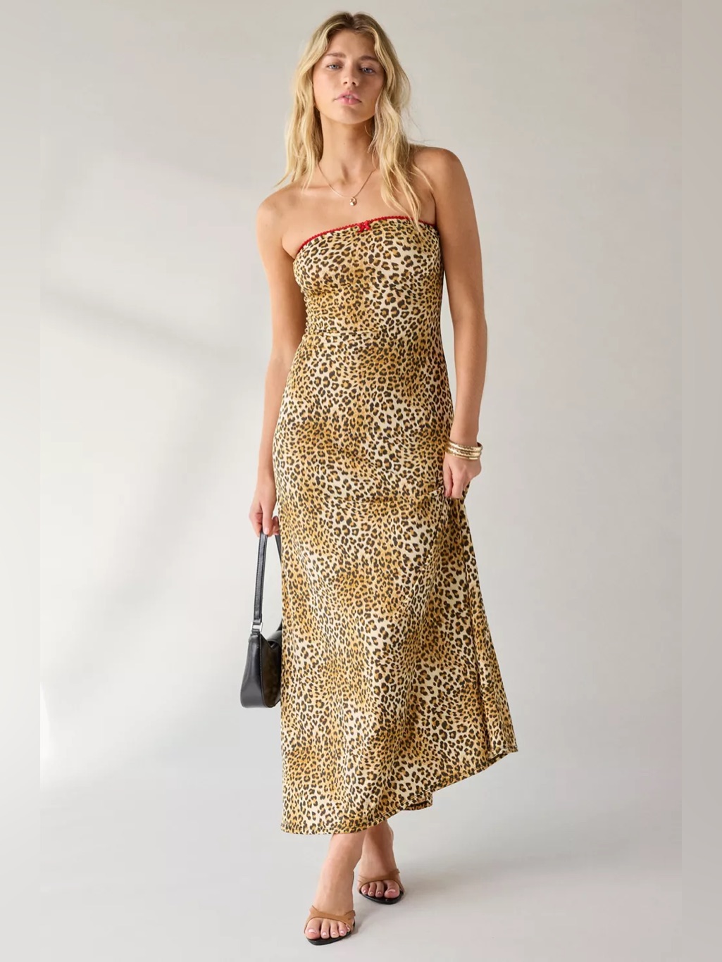 Uo Alexis Printed Knit Strapless Tube Maxi Dress